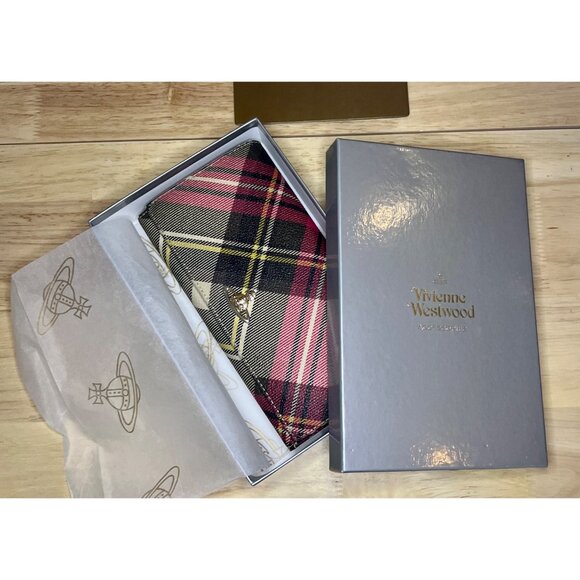 Vivienne Westwood Tartan Check Wallet With Gold Orb Logo - Picture 15 of 15
